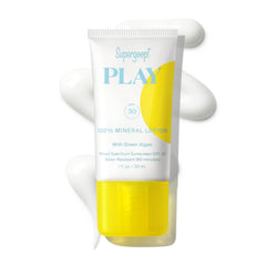 Supergoop! PLAY Mineral Lotion bottle pour for easy, quick sun protection.