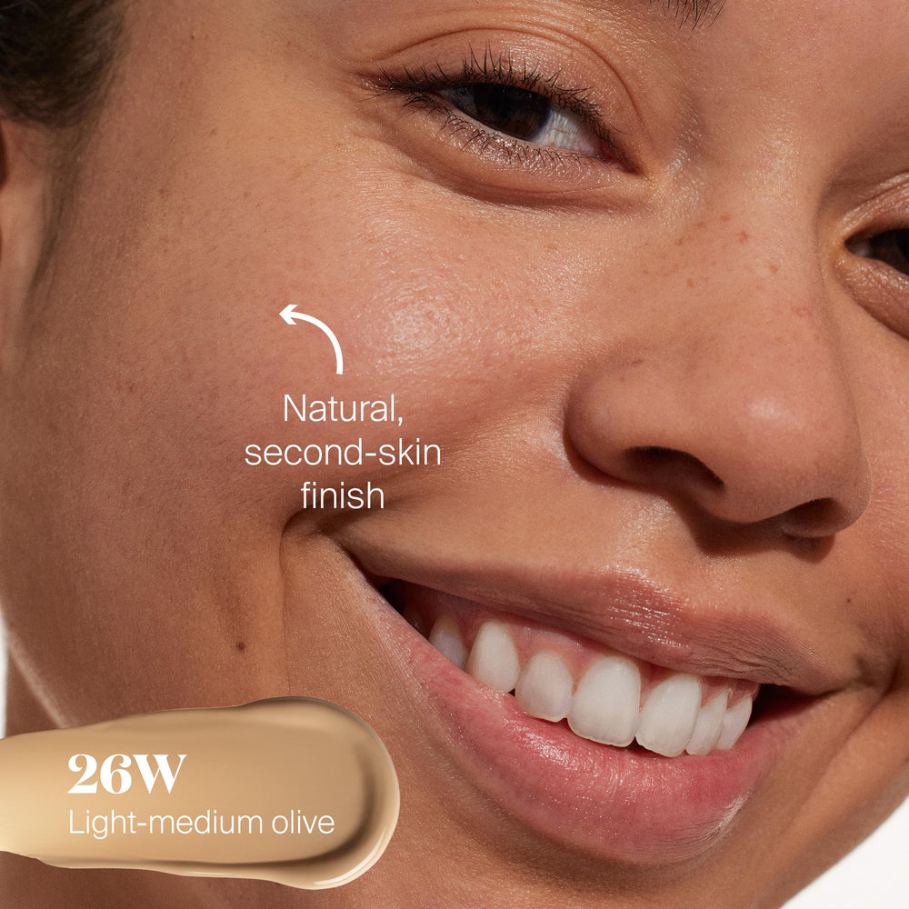 Packaging close-up highlighting cushiony formula and lightweight wear.