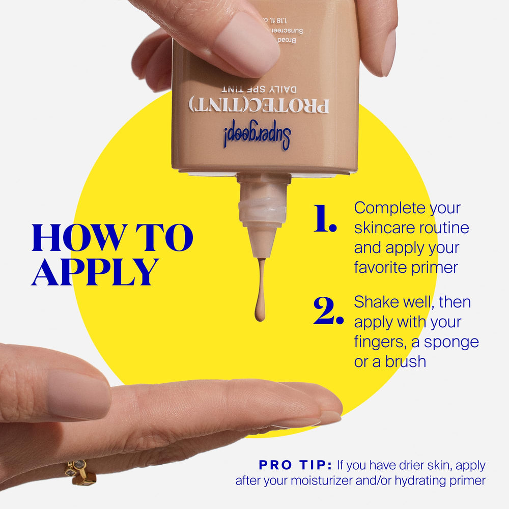 Protec(tint) in daily routine shot shows easy reapplication during the day.