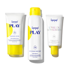 Supergoop! Travel Kit main packaging showcasing three SPF staples for on‑the‑go protection.