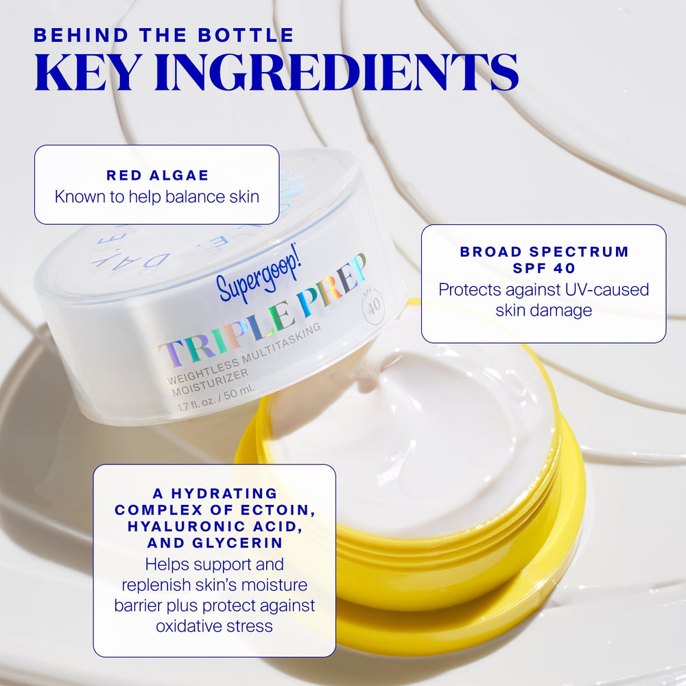 Supergoop Triple Prep application shot demonstrates quick absorption for busy mornings