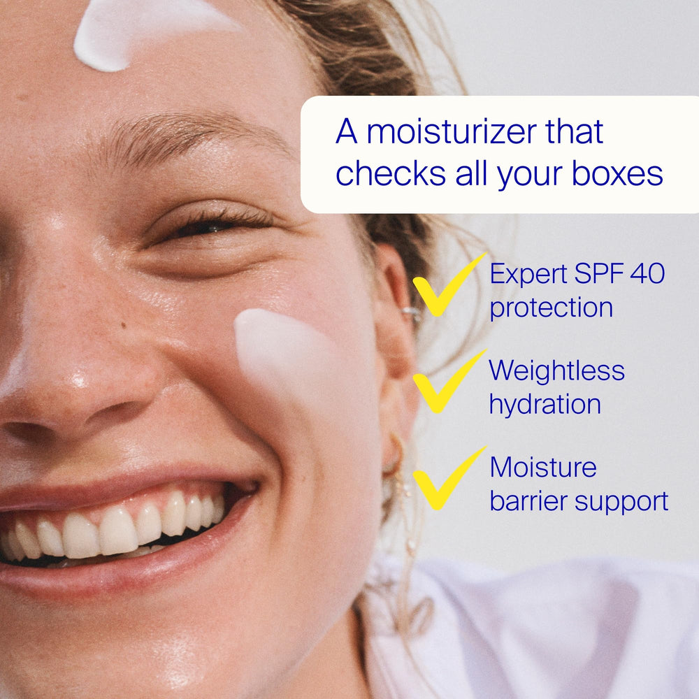 Supergoop Triple Prep cream texture close-up suggests lightweight, non-greasy hydration
