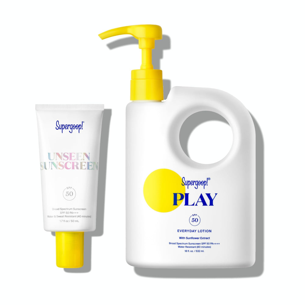 Supergoop Unseen Sunscreen bottle, weightless SPF 50 for daily facial protection.