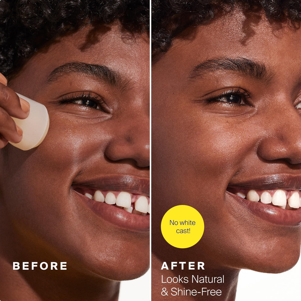 Supergoop Unseen Sunscreen Stick SPF 40 gliding over makeup for seamless finish