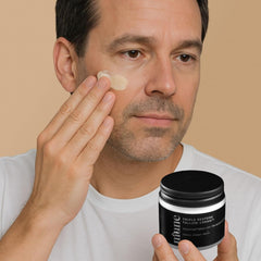 Superior Mane Application on male face demonstrates comfortable wear all day.