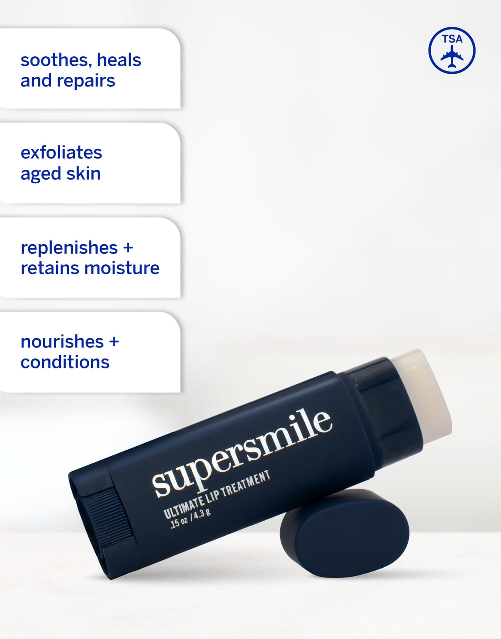 Hyaluronic acid infusion visual with Supersmile lip care for plump-looking lips