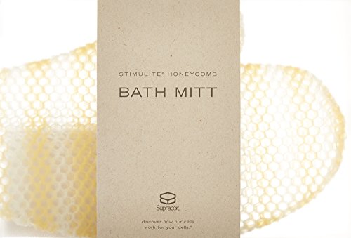 Packaging image of Supracor bath mitt highlighting premium design