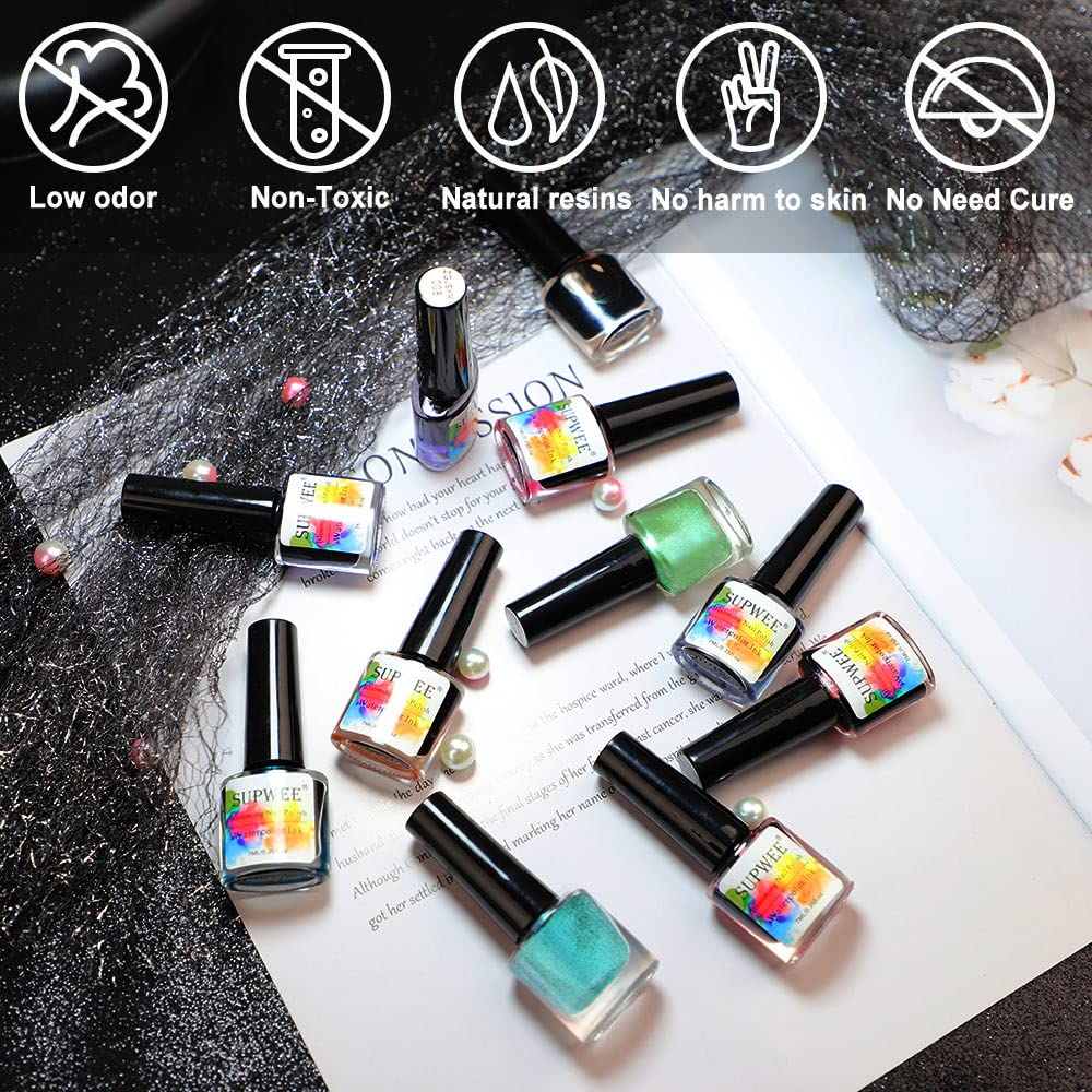 SUPWEE 12-color nail polish set ready for creative manicures.
