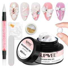 SUPWEE 3D Sculpting Gel bottle highlights pearl white color for smooth nail art.