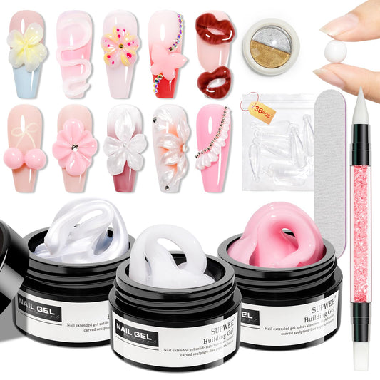 SUPWEE pearl white gel kit prepared for at home nail extensions