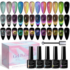 SUPWEE 9D cat eye gel set swatches showing 12 colors for versatile nail art.