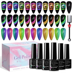 SUPWEE Cat Eye Gel Polish galaxy swatch shows shifting color under light.