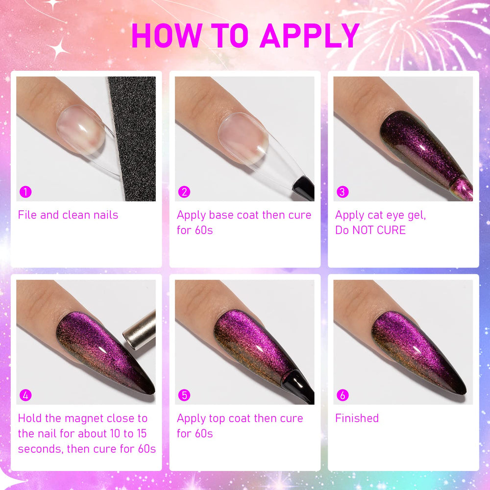 SUPWEE Cat Eye Gel Polish magnet application demonstrates dramatic cat-eye effects.