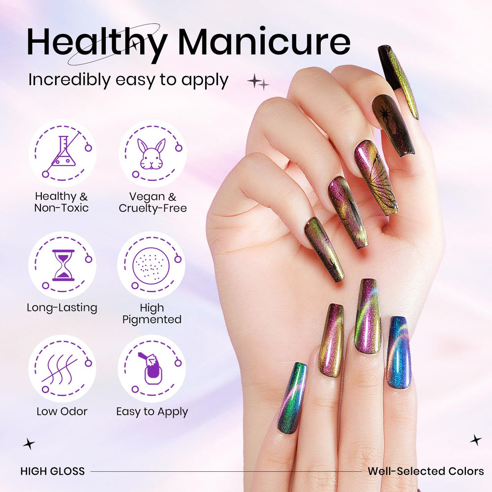 SUPWEE Cat Eye gel forms a slash effect through precise magnet placement.