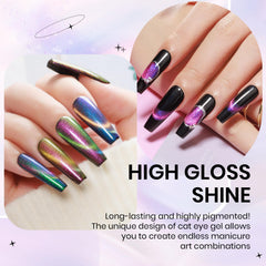 SUPWEE Cat Eye gel reveals starry sky patterns at different angles.