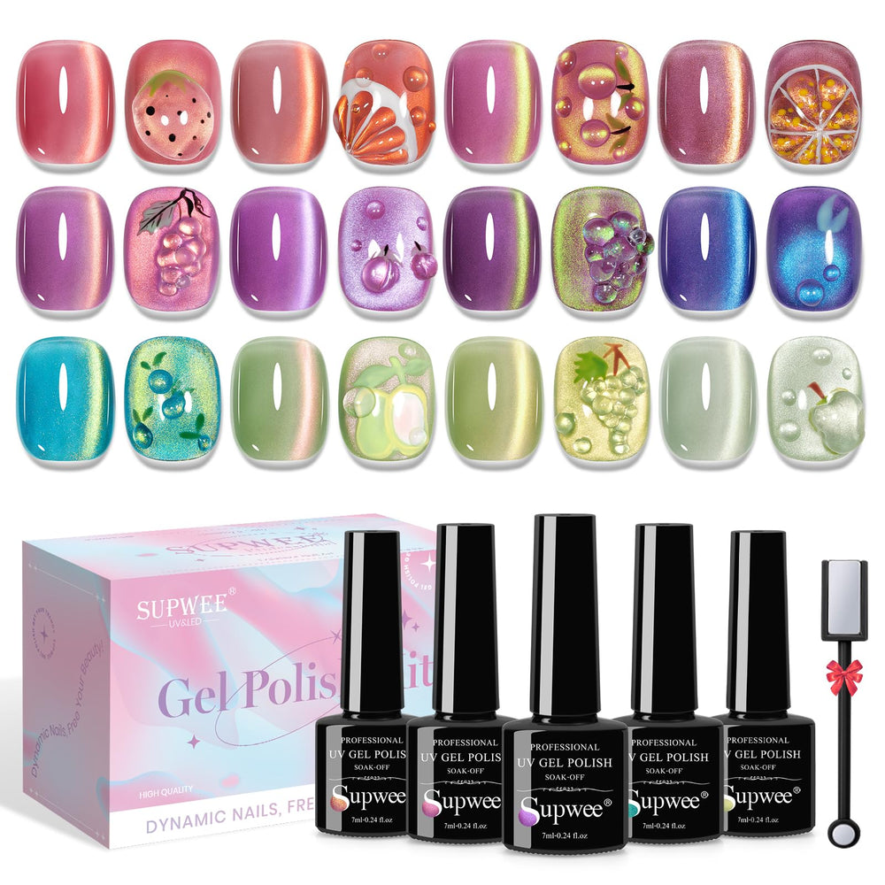 SUPWEE Cat Eye Polish purple-green-blue with magnetic shimmer for vibrant nails