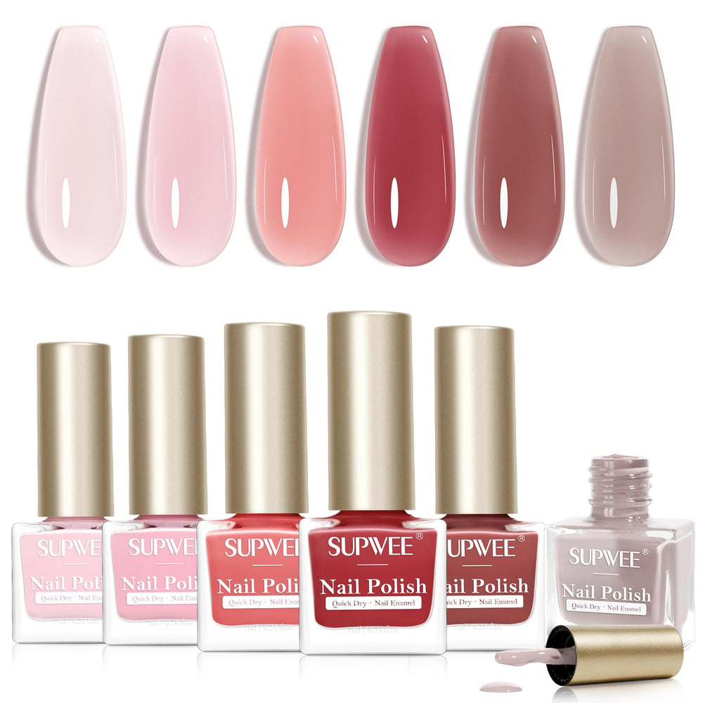 SUPWEE Jelly Nail Polish Set packaging view, ideal for gifting with a stylish, organized presentation.