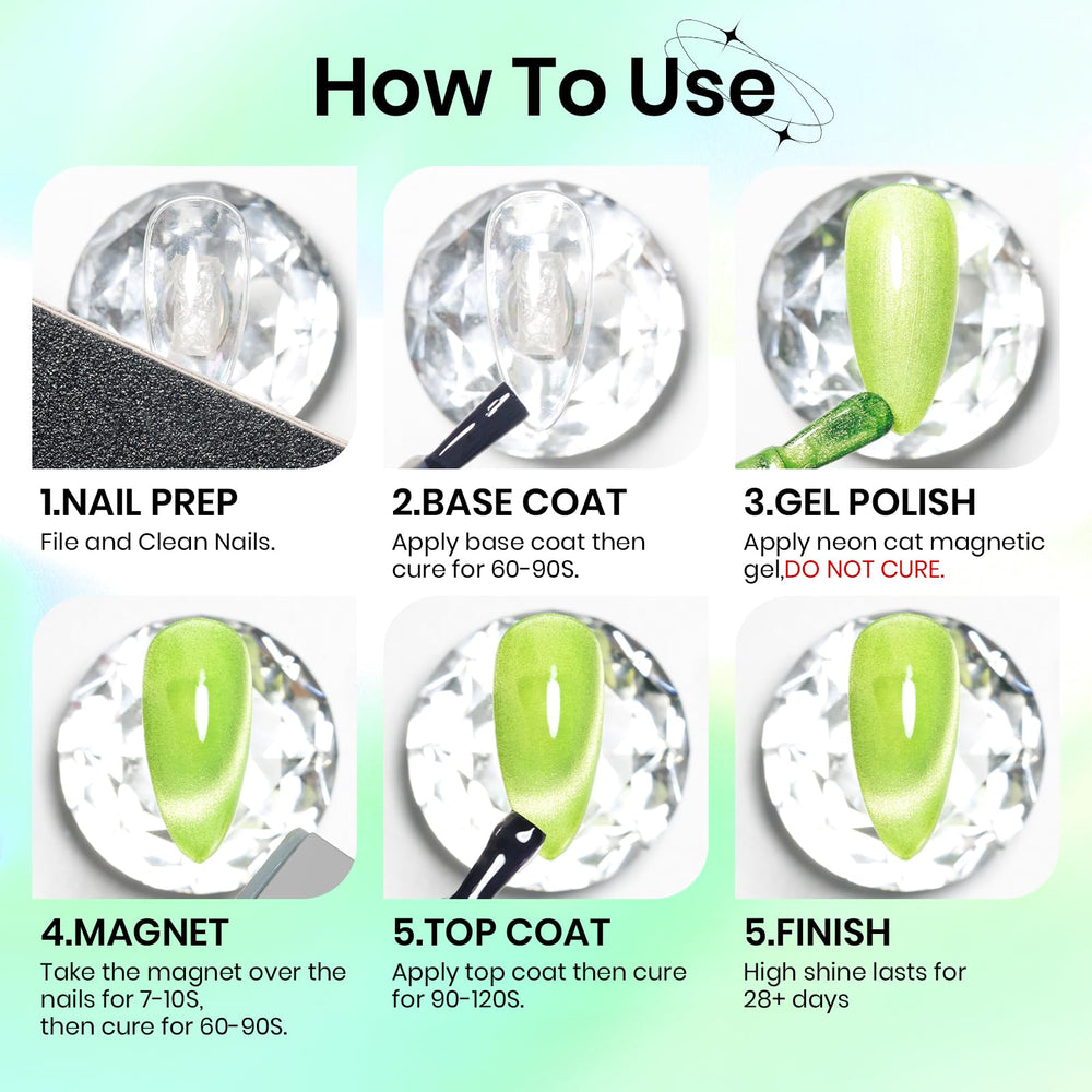 SUPWEE Neon Cat Eye Gel polish application on nails with smooth texture.