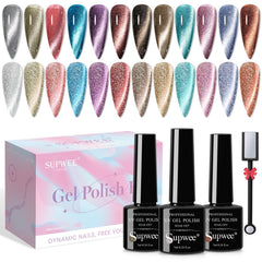 SUPWEE Reflective Cat Eye Polish collection shows color shifts in daylight.