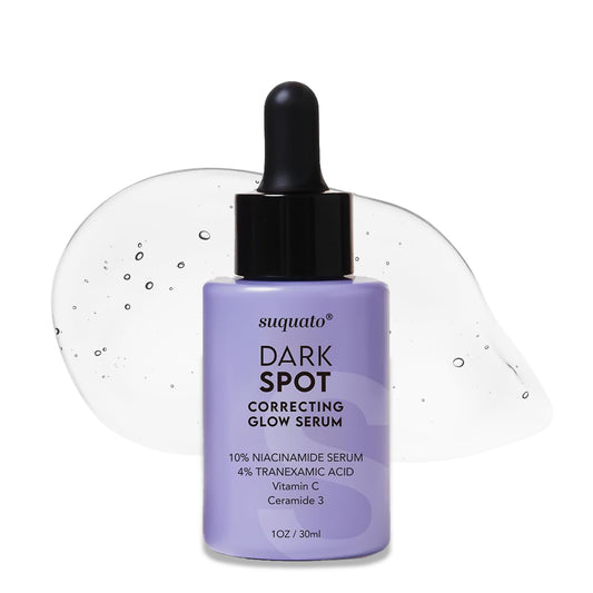 Suquato Dark Spot Serum bottle close-up showing brightening and correction focus.