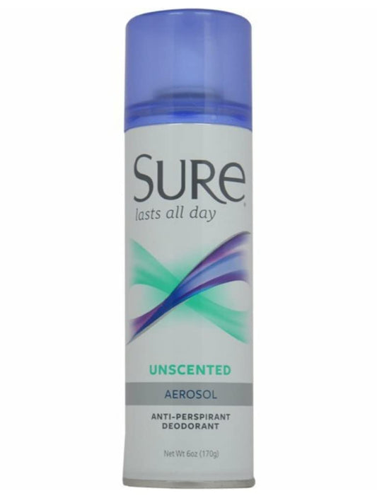 Sure unscented aerosol deodorant spray provides all-day odor and sweat protection for both men and women.