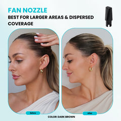 SURETHIK in-use scenario shows a tidy, mess-free hair fiber application.