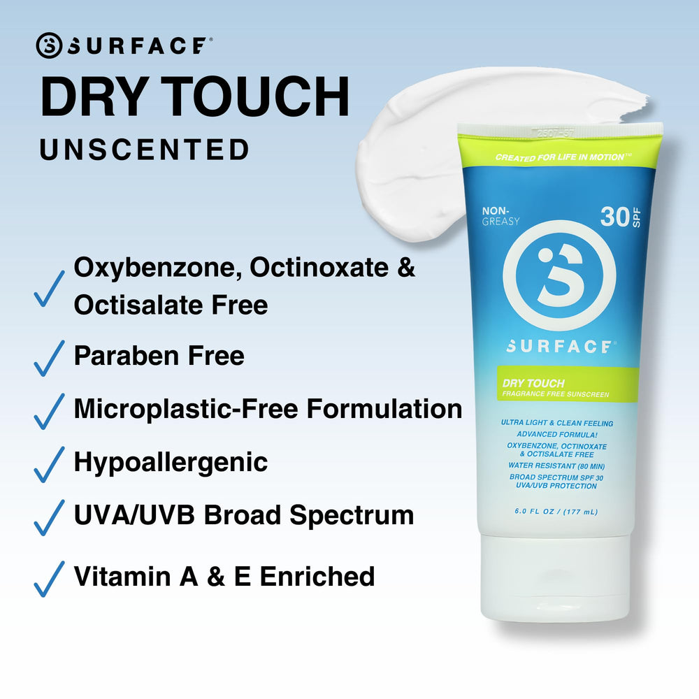 Surface Dry-Touch Lotion Sunscreen being spread on skin for light coverage
