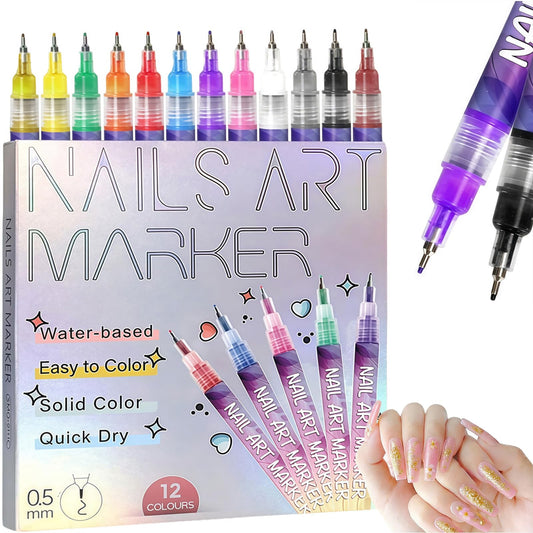 SURFCUZ 12-colors nail art pens set for vibrant, long-lasting designs.