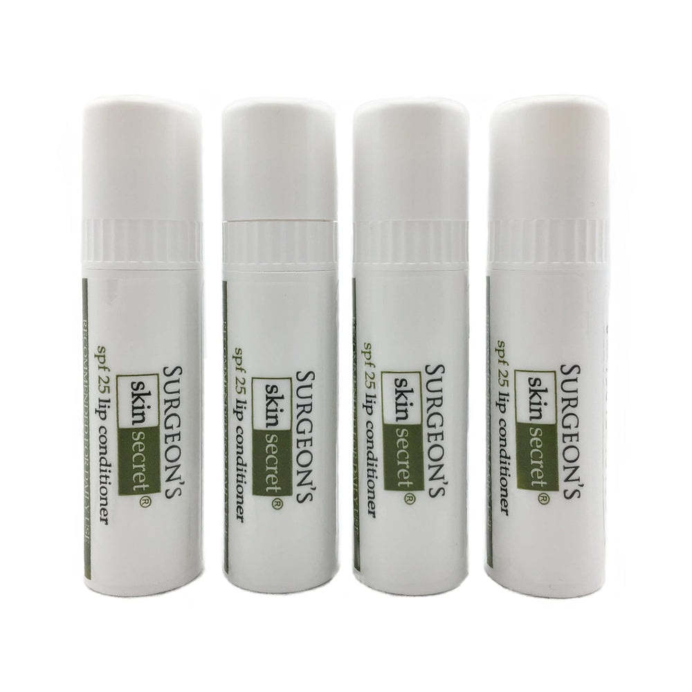Surgeon's Skin Secret SPF25 lip conditioner 4-pack for everyday lip protection and conditioning.