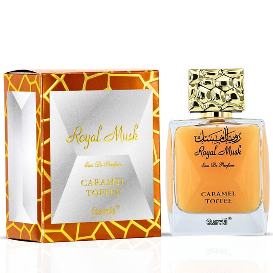 Surrati Royal Musk bottle front view with premium glass for daily luxury.