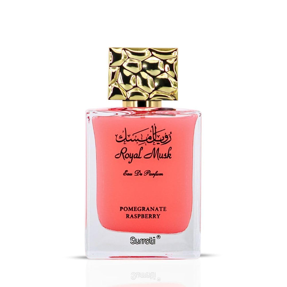 Surrati Royal Musk Pomegranate Raspberry cap highlights refined finish and ease of spray