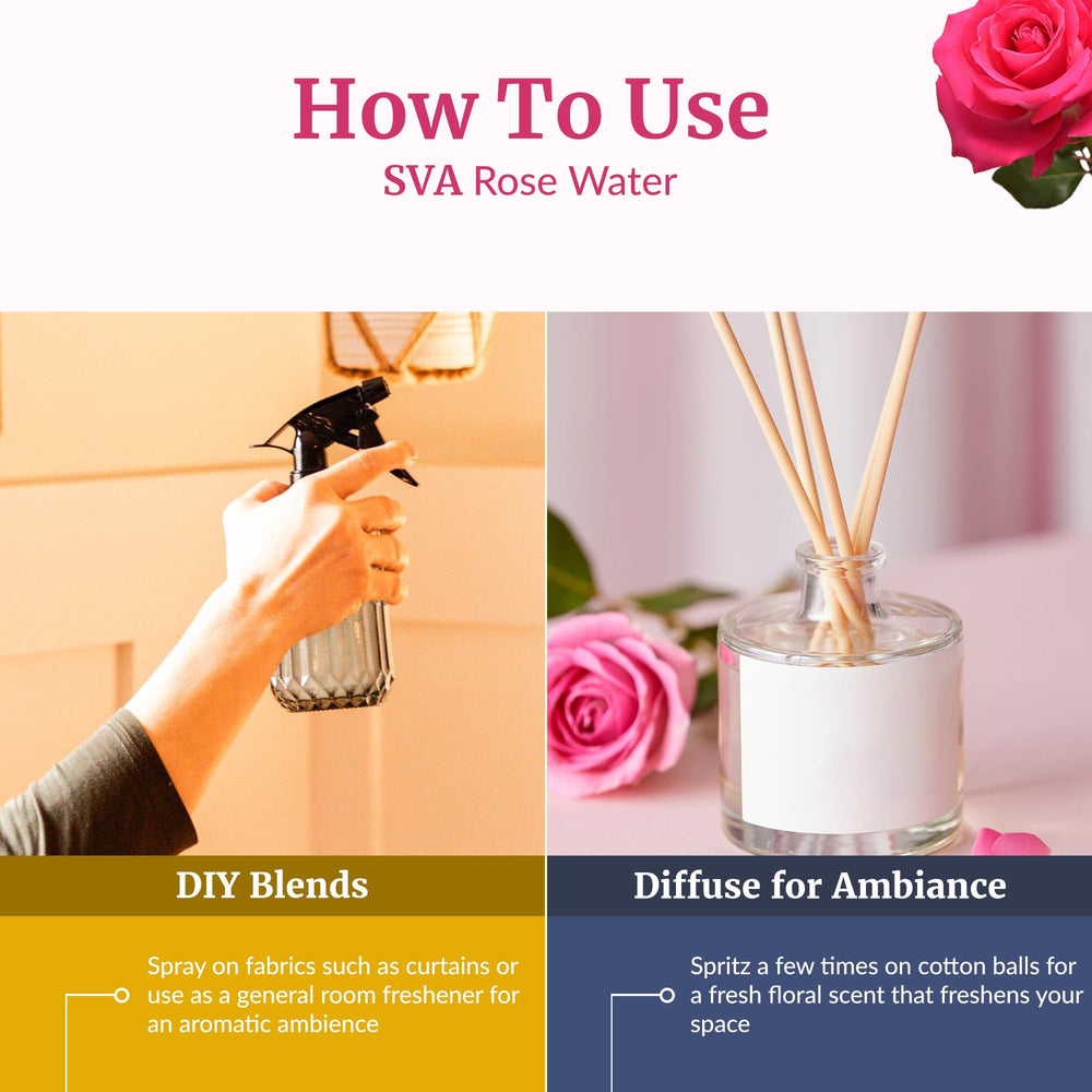 SVA Rose Water bath splash – enhances bathwater with a refreshing aroma.