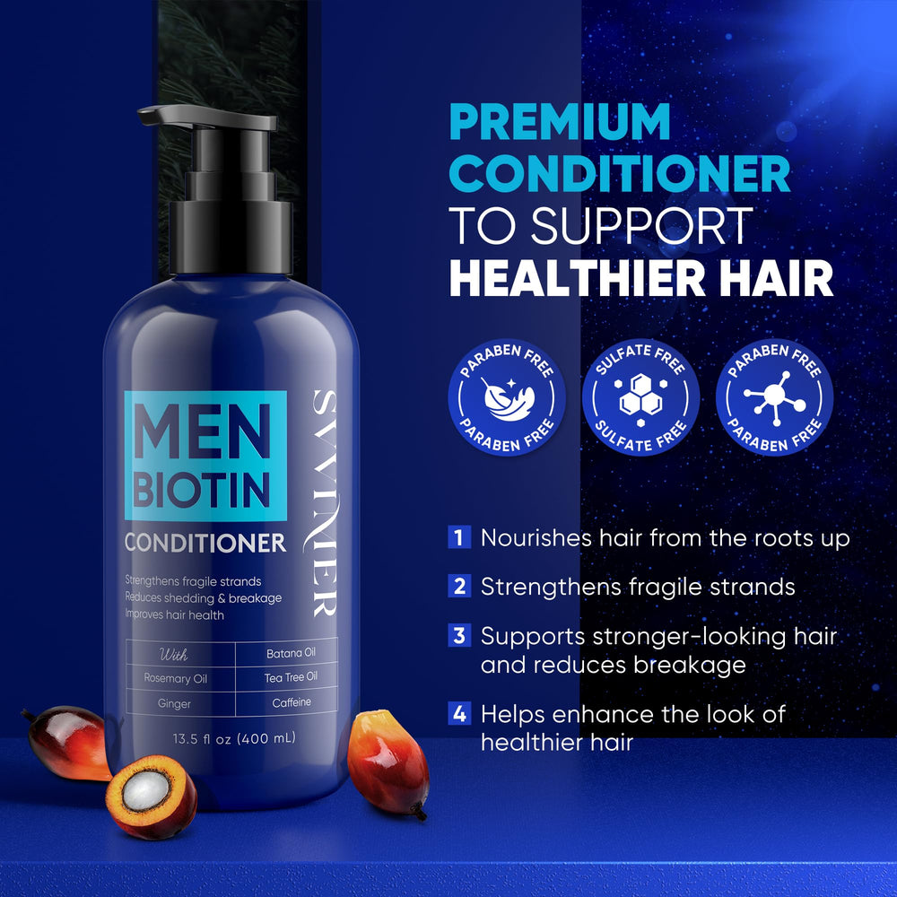 Svvimer Biotin Conditioner bottle back label highlighting sulfate-free formula.