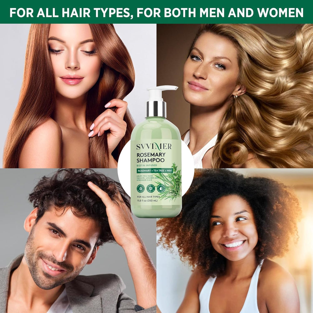 Svvimer shampoo and conditioner set display for thickening routine.