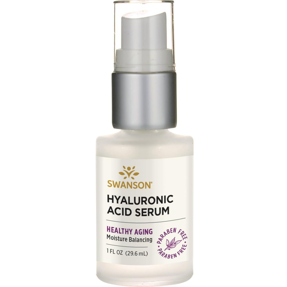 Swanson Hyaluronic Acid Serum bottle front for daily hydration.