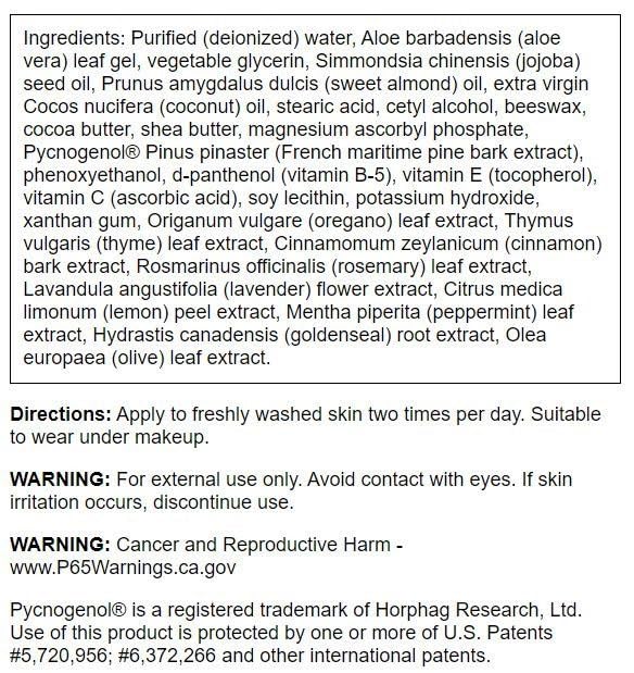 Swanson Pycnogenol Wrinkle Cream spread on skin promotes smoothing and nourishment with a lightweight finish.
