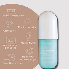 Sweat Script non-aerosol application on hair absorbs oil and sweat
