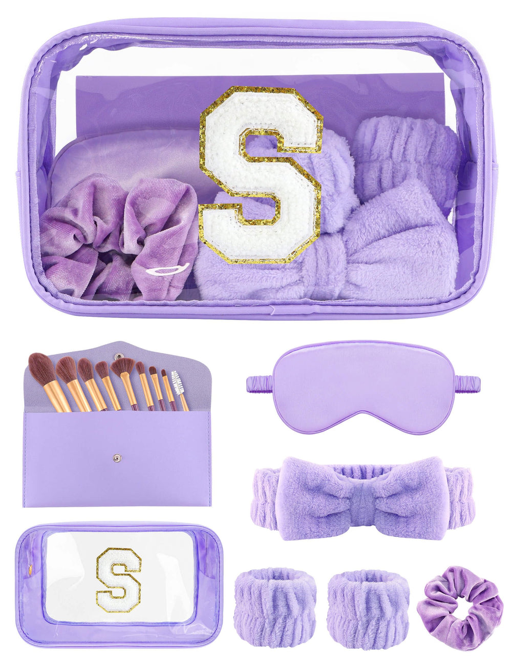 Sweet Lion gift set for women with initial makeup bag, ideal for travel and gifts.