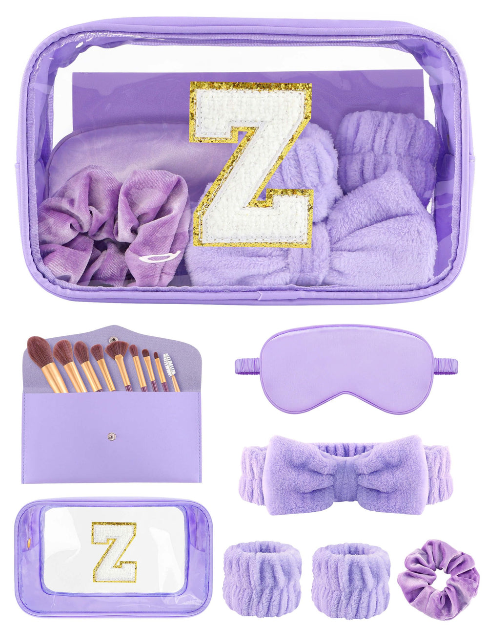Sweet Lion initial chenille makeup bag for stylish gifting at parties.