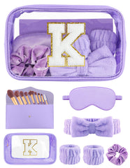 Sweet Lion initial clear makeup bag in pink for organized travel and easy touch-ups.