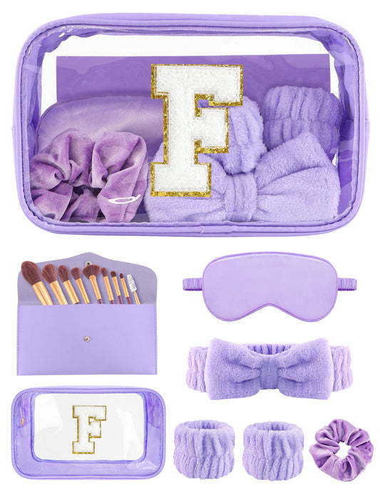 Sweet Lion initial makeup bag with glitter chenille for stylish travel organization.