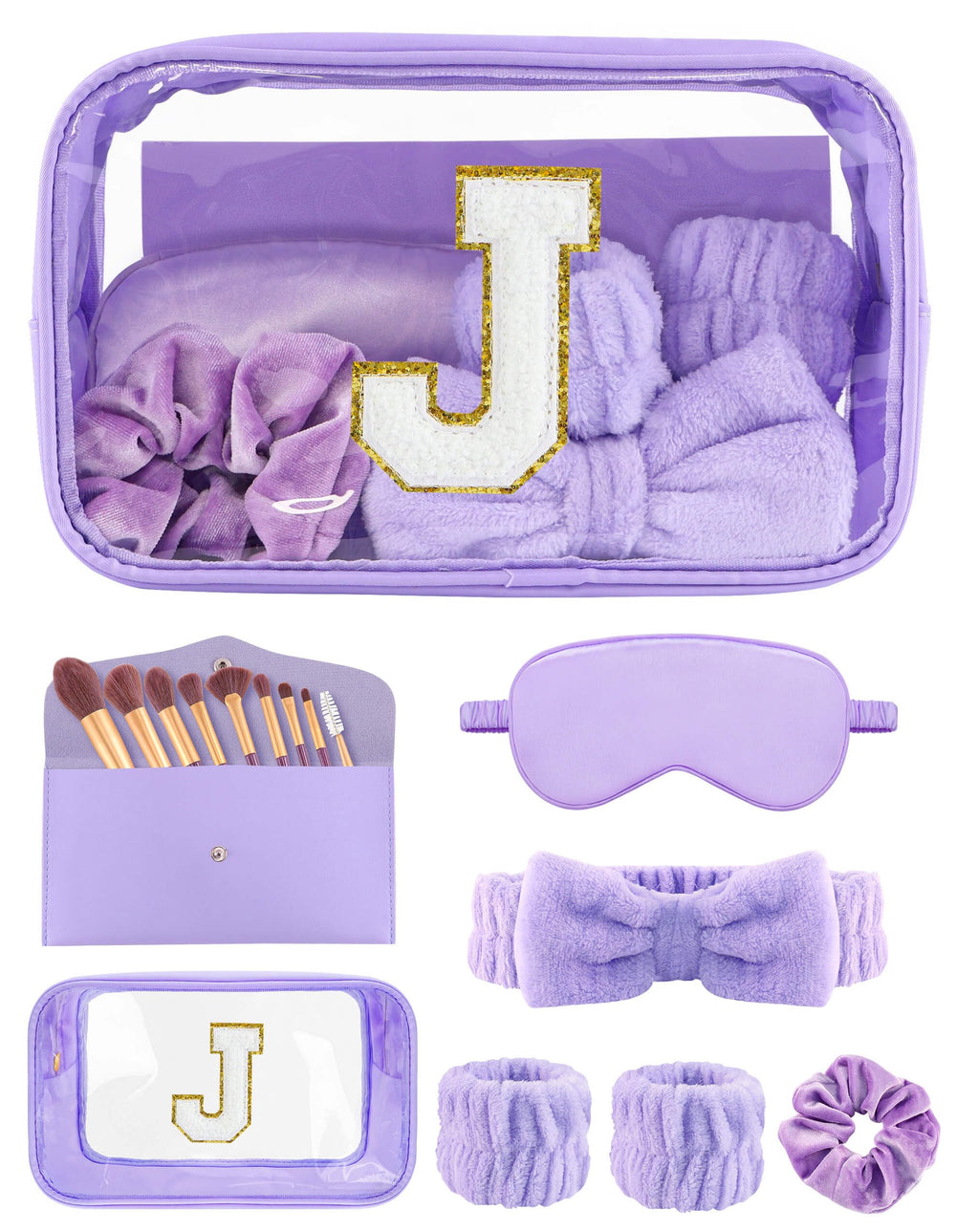 Sweet Lion initial transparent makeup bag with glitter edges for personalized pampering.