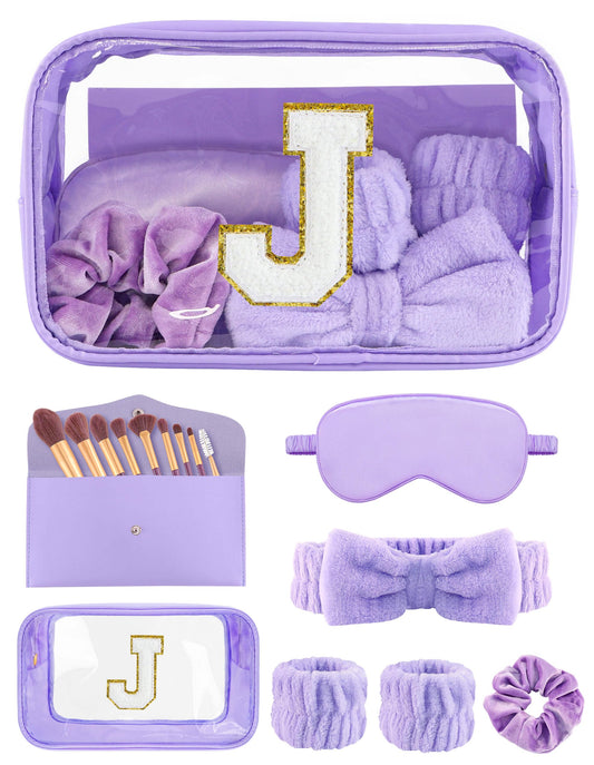 Sweet Lion initial transparent makeup bag with glitter edges for personalized pampering.