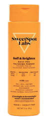SweetSpot Labs Buff & Brighten PHA powder exfoliator pour activates into foam for gentle exfoliation.