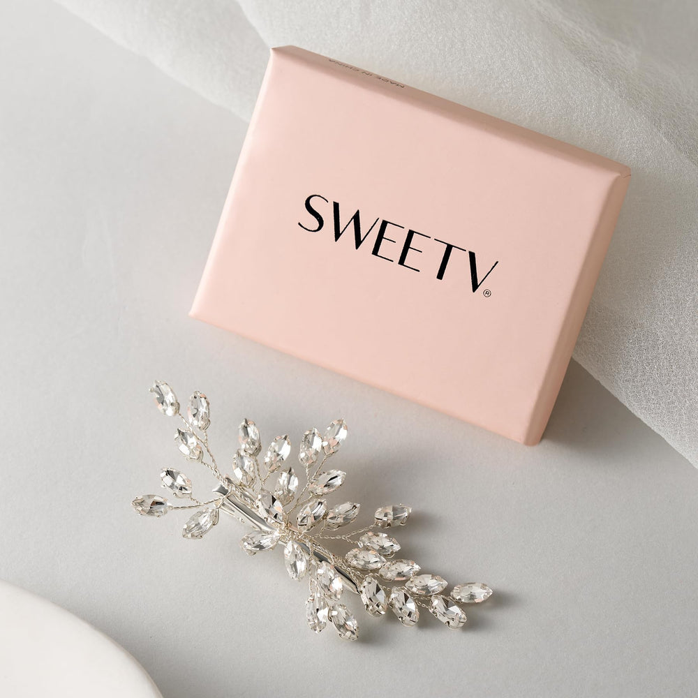 SWEETV handmade wedding hair branch clip provides secure all-day wear.