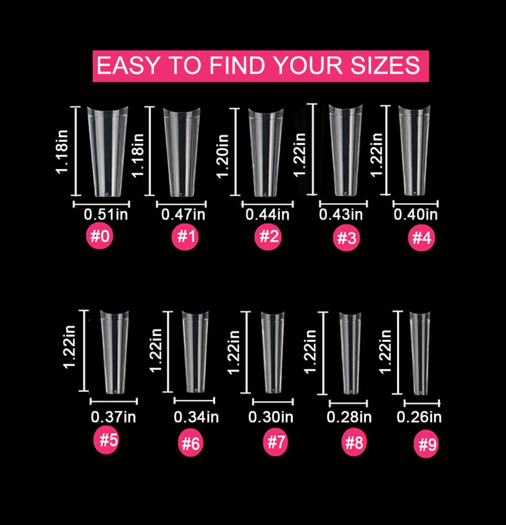 SWETIDY clear long coffin nails show natural finish and quick color application.