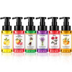 Swiffen 6-pack foaming hand soap front view shows colorful bottles for home or office use.