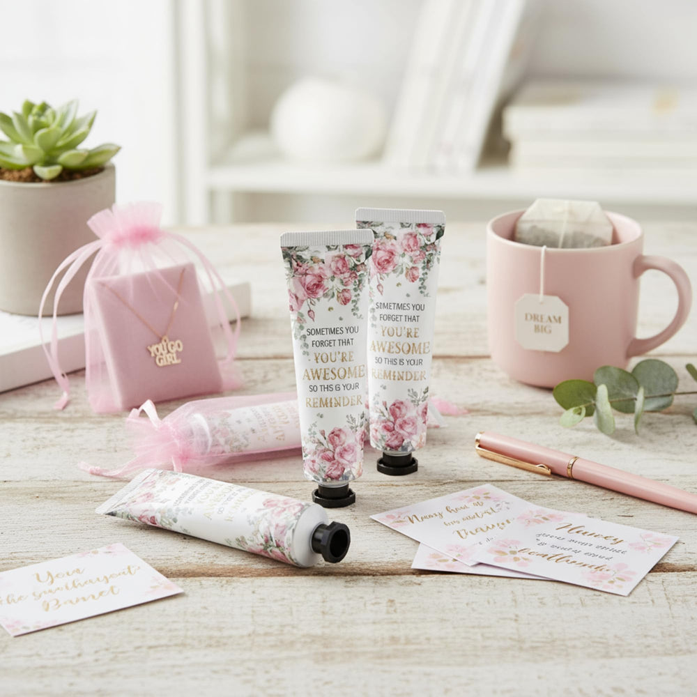 Swiffen organza bag packaging elevates gifting presentation.