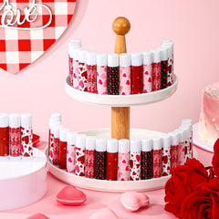 Swiffen Valentine's lip balms rose flavor smooths lips with subtle fragrance.