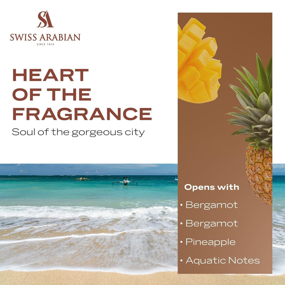 Swiss Arabian Soul of Bali packaging box, evoking island serenity and premium presentation.